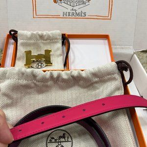 Hermes Mini Constance Martelee buckle & Reversible leather belt 24 mm; size 90
